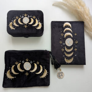 Samt-Bundle (Notizbuch, Samttäschchen & Box) in schwarz